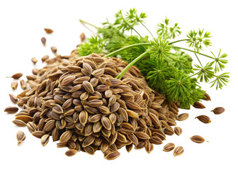 Dill seeds isolated on white background