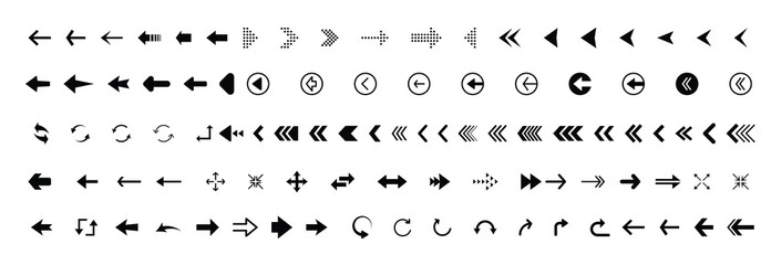 Set of Black Arrows Icons Free Vector Collection