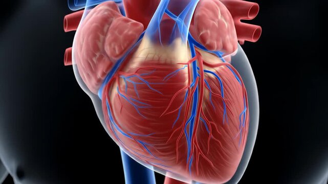 Detailed 3D Render of Human Heart Anatomy Coronary Arteries and Veins  Medical Illustration