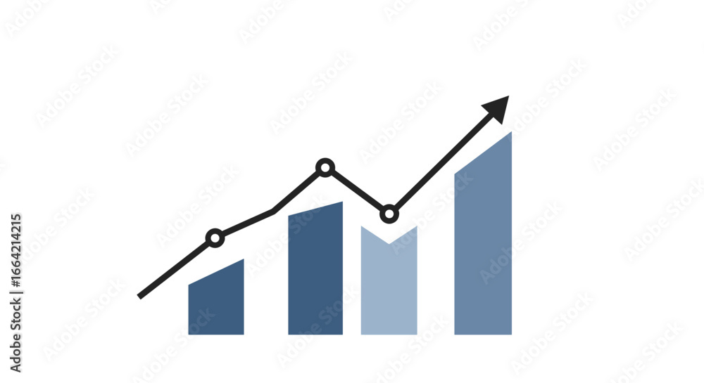 Poster minimalist growth chart with arrow and bar graph