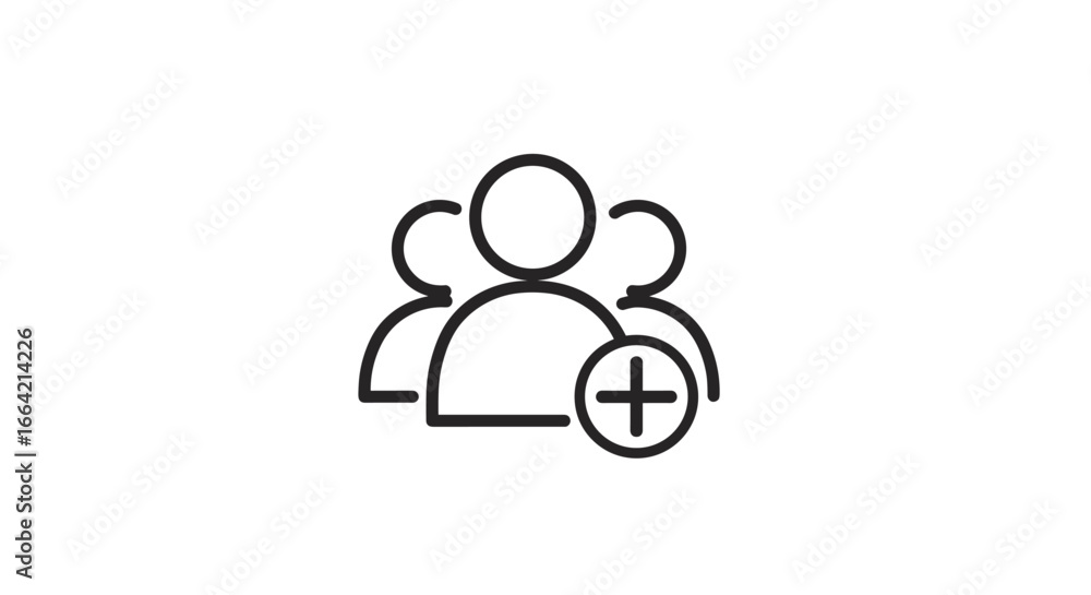 Poster add new users icon in minimalist line art style for user interface design