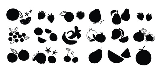 set of colorful fruit element vector different fresh fruit