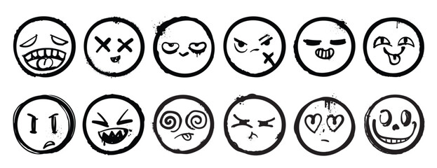 Set of graffiti face spray paint vector collection spray