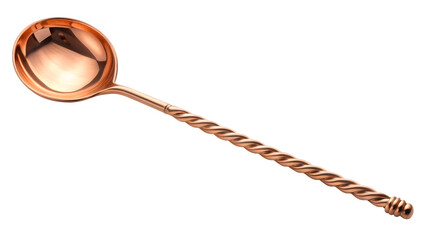 Copper bar spoon isolated on transparent background