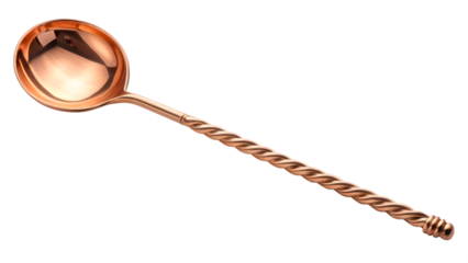 Copper bar spoon isolated on transparent background