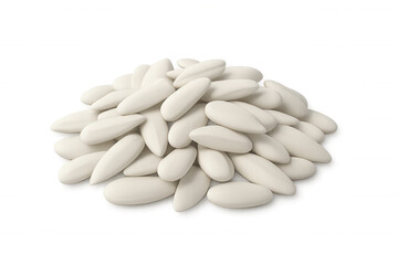 White sunflower seeds piling up, showcasing realistic 3d rendering against transparent backdrop