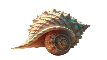 Textured spiral seashell detailed natural form isolated on a transparent background image