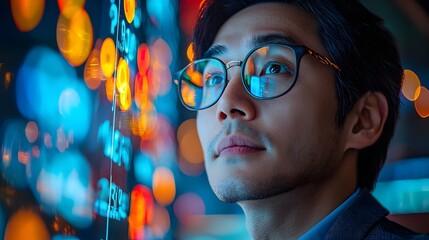 Startup visionary brainstorming innovative business ideas on a digital board