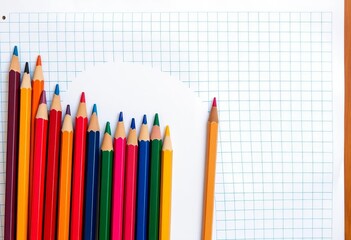 Sharpened pencils neatly arranged on graph paper grid, writing, graph paper