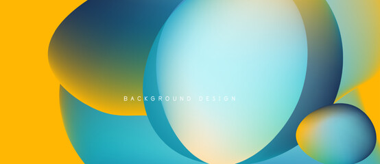 Abstract fluid shapes, vibrant colors blend. Yellow, blue gradients create dynamic composition. Modern design element for backgrounds.