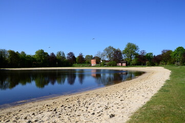 Beach in Spring in the Village Hodenhagen, Lower Saxony