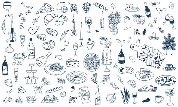 Italian Cuisine seamless Food Icons Set illustration