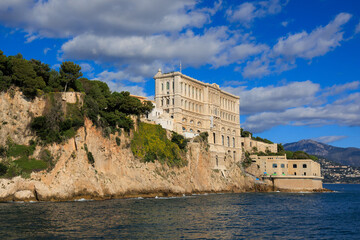 The Monaco aquarium museum on the coastline