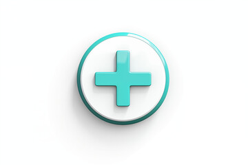 Fototapeta premium Light blue and white hospital icon symbol on a white background.