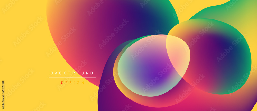 Poster vibrant abstract background. overlapping colorful circles create dynamic visual effect. yellow domin