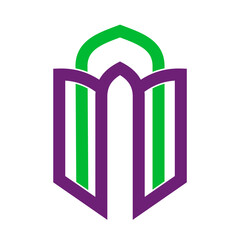 Purple and green abstract logo design on white, perfect for branding, graphic design projects, corporate identities, and creative marketing materials.