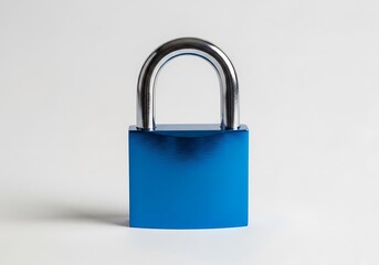 Fototapeta premium Blue padlock on white background