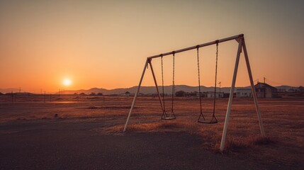 Fototapeta premium Empty swing set at sunset (2)