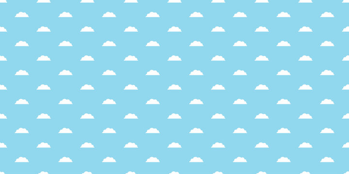 Seamless blue sky cloud pattern vector, cute cartoon background design for kids, fabric, wallpaper, wrapping paper, digital graphics, nursery decor, textile print, baby shower and modern illustration