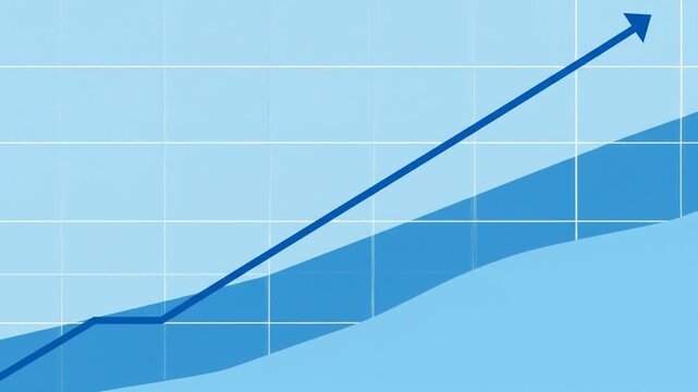 Animated financial growth chart sequence depicting a steady upward trend on light blue background