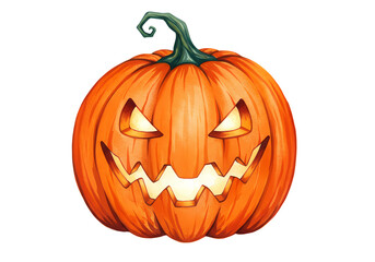 Carved Halloween Pumpkin Jackolantern isolated on transparent background