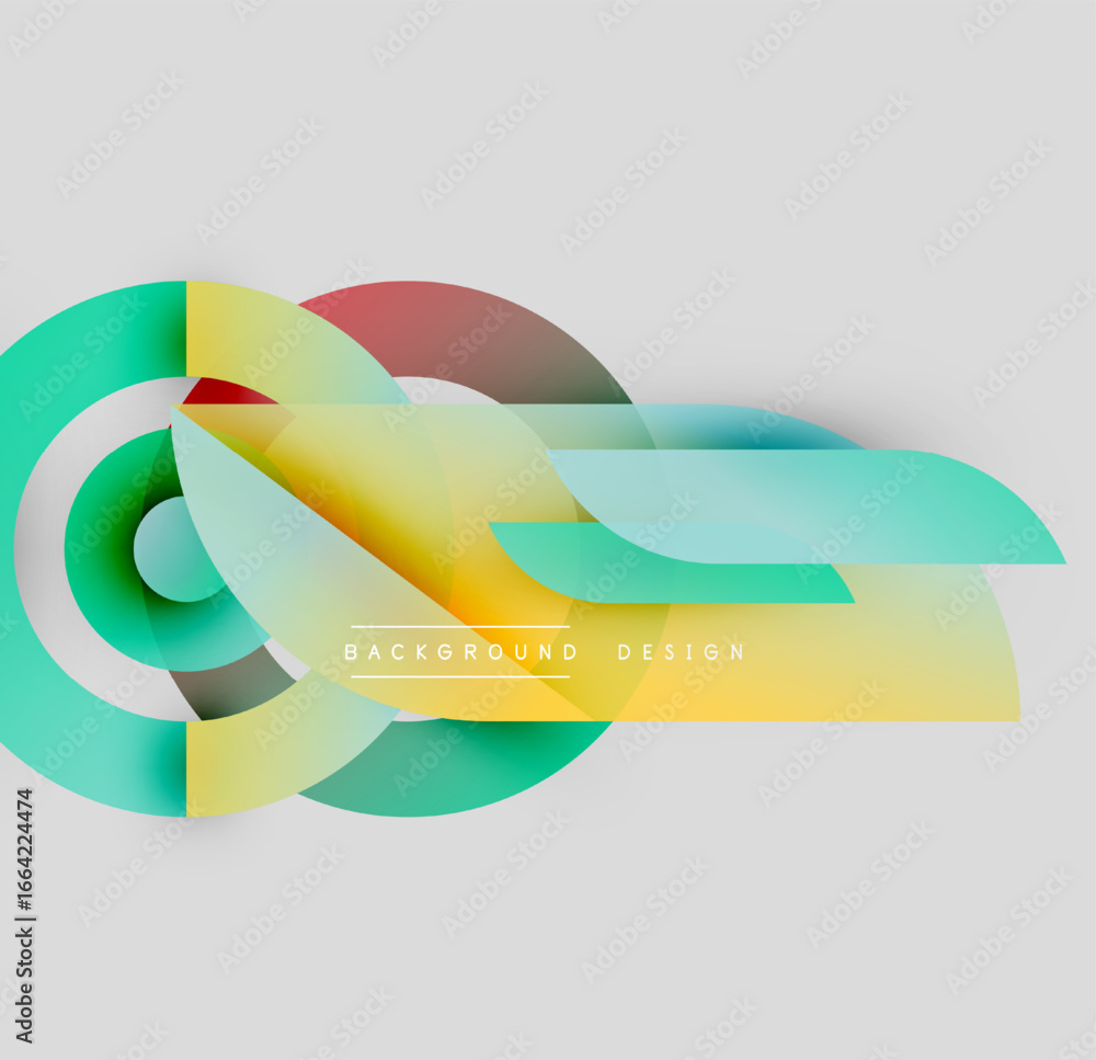 Aufkleber abstract geometric shapes overlap. vibrant colors blend, creating dynamic visual effect. modern desi