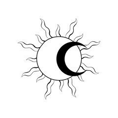 sun moon star and hand illustration