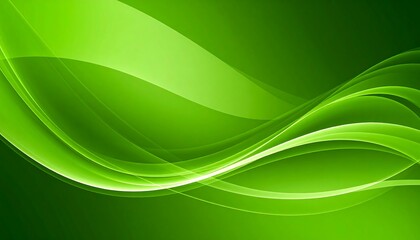 Abstract green waves flowing, gradient shades, smooth curves