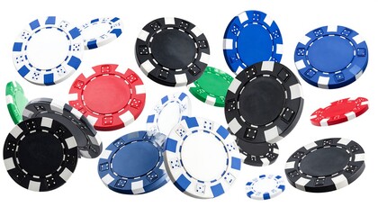 Casino chips in mid-air