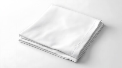 Folded White Fabric Stacked, Smooth Textile with Seam Detail on a Clean Background