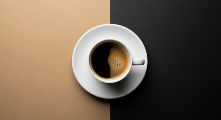 Aromatic black coffee on a contrasting background offering a minimalist aesthetic