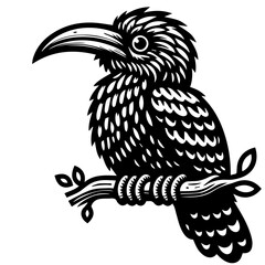 Illustration of two blue jays one showing the head and the other the full body in a stylized manner