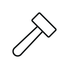 Hammer tool icon in outline for builder, mechanic, and construction visuals.