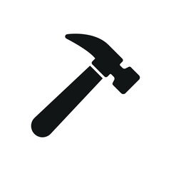 Hammer icon in solid glyph for construction, mechanic, and industrial use.