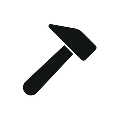 Hammer icon in solid glyph for construction, mechanic, and industrial use.