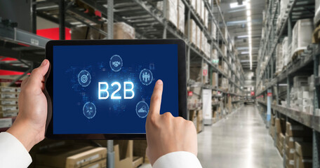Business person navigates B2B landscape, harness technology to enhance business-to-business connections. Discover reshapes B2B interaction, driving innovation in business-to-businesses strategy. brisk