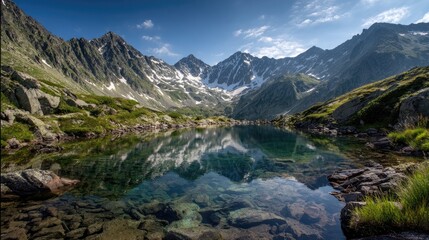 Mountain lake reflecting a vibrant sky