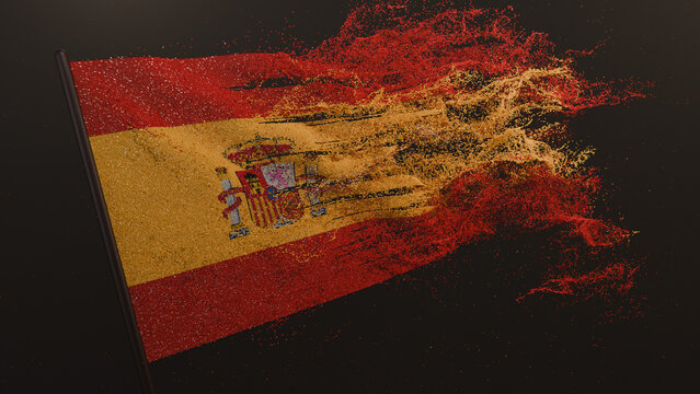 Particle flag of Spain. The Kingdom of Spain flag