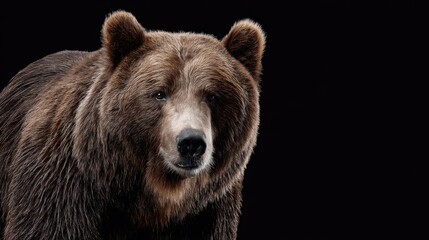Fototapeta premium Majestic Brown Bear Portrait Against Dark Background