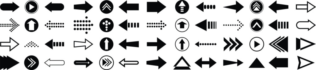 Arrow Icons Set Vector Arrow Collection, Simple Direction Symbols, Navigation and Pointer Elements