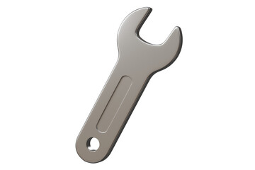 3d wrench icon. repair tool concept. Minimal cartoon silver spanner for maintenance and mechanic work isolated on white background. 3d render.