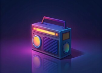 vintage 80s portable speaker isolated clean background