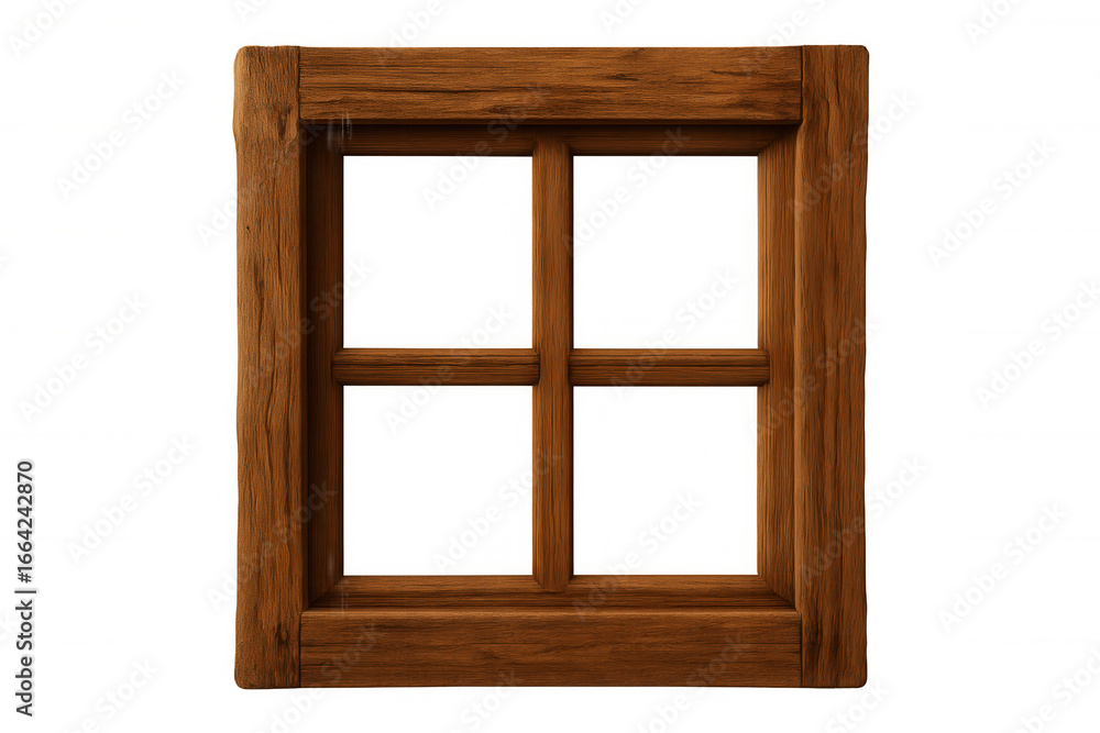 Poster classic wooden window frame with transparent background, perfect for architectural visualization and