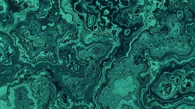 Abstract malachite marbling textures transition with rough textures and stop motion style . Loop 4k Stop Motion