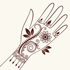 mehendi style Hand drawn vector illustration of floral elements on hand