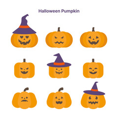 할로윈 다양한 표정의 호박 벡터 일러스트
