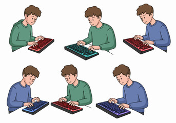 Botanist studying orchids in jungle with tools and map