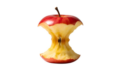 Red apple core eaten isolated on white background healthy eating fruit waste food nutrition diet concept on transparent background