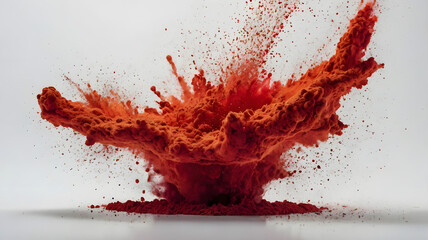 Red Holi Powder Burst on White Background &ndash; Color Explosion Abstract