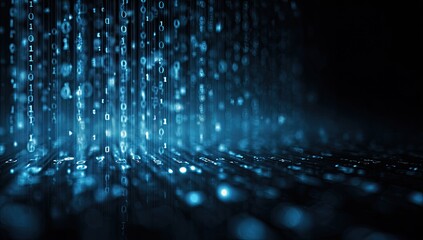 Abstract digital binary code rain